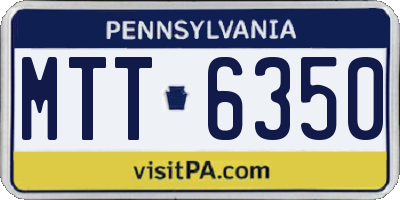 PA license plate MTT6350