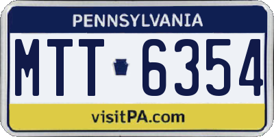 PA license plate MTT6354