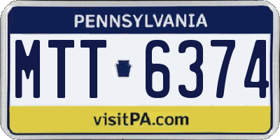 PA license plate MTT6374
