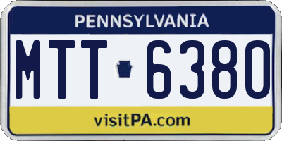 PA license plate MTT6380