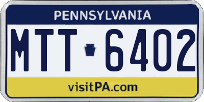 PA license plate MTT6402