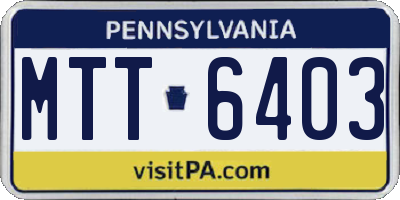 PA license plate MTT6403