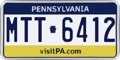 PA license plate MTT6412