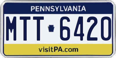 PA license plate MTT6420