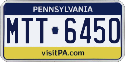 PA license plate MTT6450
