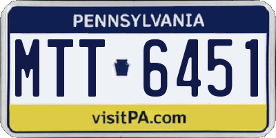 PA license plate MTT6451