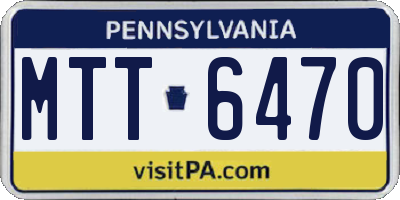 PA license plate MTT6470