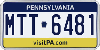 PA license plate MTT6481