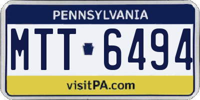 PA license plate MTT6494