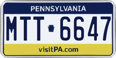 PA license plate MTT6647