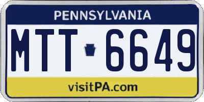 PA license plate MTT6649