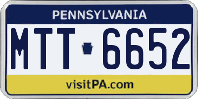 PA license plate MTT6652
