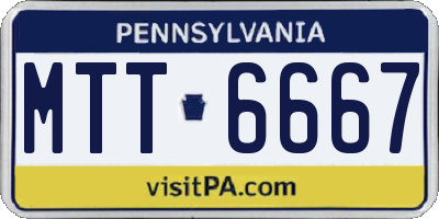 PA license plate MTT6667