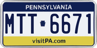 PA license plate MTT6671