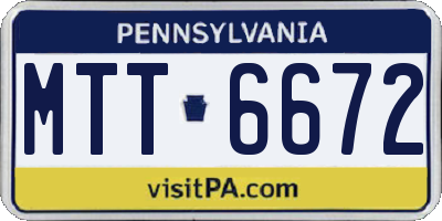 PA license plate MTT6672