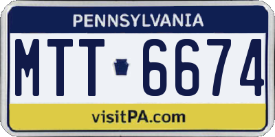 PA license plate MTT6674