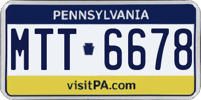 PA license plate MTT6678