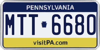 PA license plate MTT6680