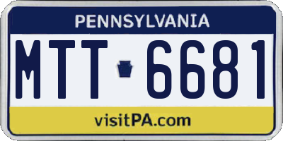 PA license plate MTT6681