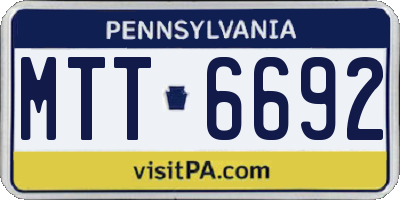 PA license plate MTT6692