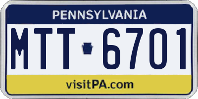 PA license plate MTT6701