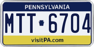 PA license plate MTT6704