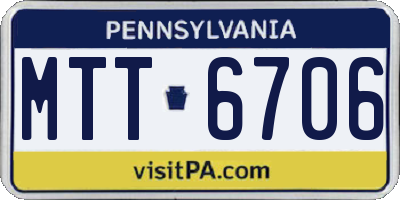 PA license plate MTT6706