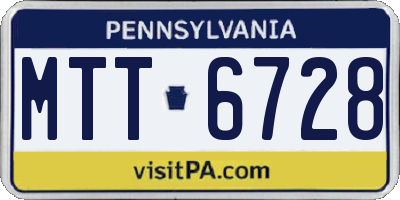 PA license plate MTT6728