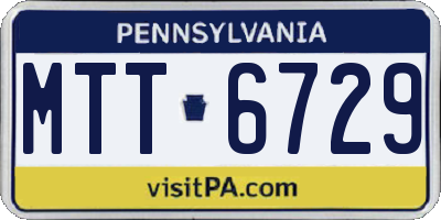 PA license plate MTT6729