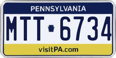 PA license plate MTT6734