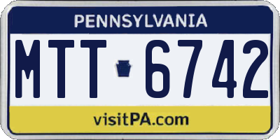 PA license plate MTT6742