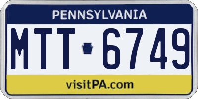 PA license plate MTT6749