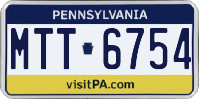 PA license plate MTT6754