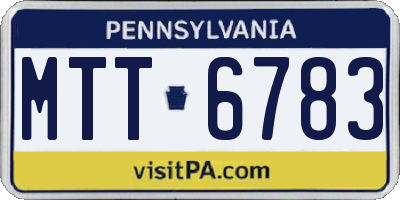 PA license plate MTT6783