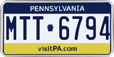 PA license plate MTT6794