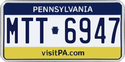 PA license plate MTT6947
