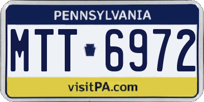 PA license plate MTT6972