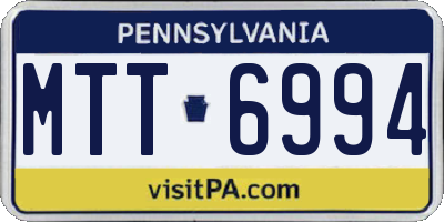 PA license plate MTT6994
