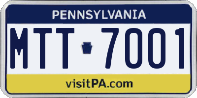 PA license plate MTT7001