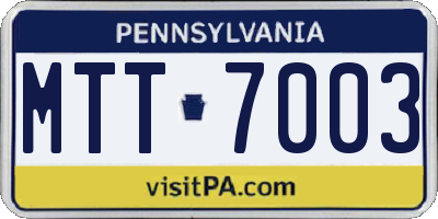 PA license plate MTT7003