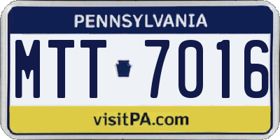 PA license plate MTT7016