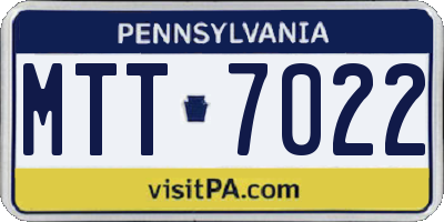 PA license plate MTT7022
