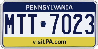 PA license plate MTT7023