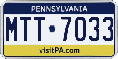 PA license plate MTT7033