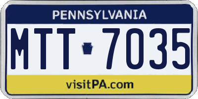 PA license plate MTT7035