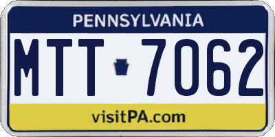 PA license plate MTT7062