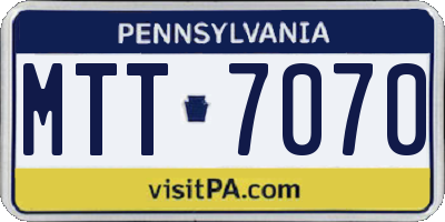 PA license plate MTT7070
