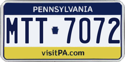 PA license plate MTT7072