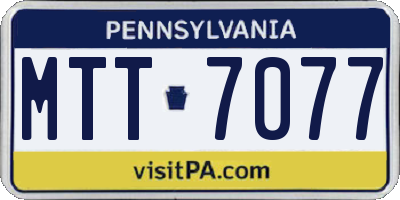 PA license plate MTT7077