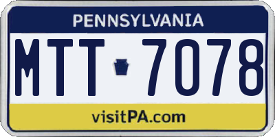 PA license plate MTT7078